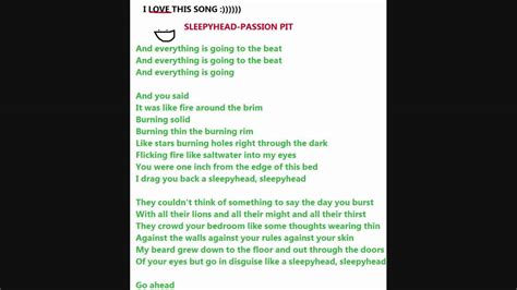 passion pit sleepyhead lyrics